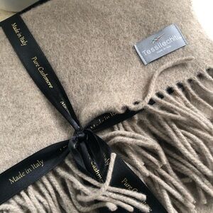 Tessilechiti Throw Blanket Tan Beige Light Brown 100% Cashmere Made In Italy